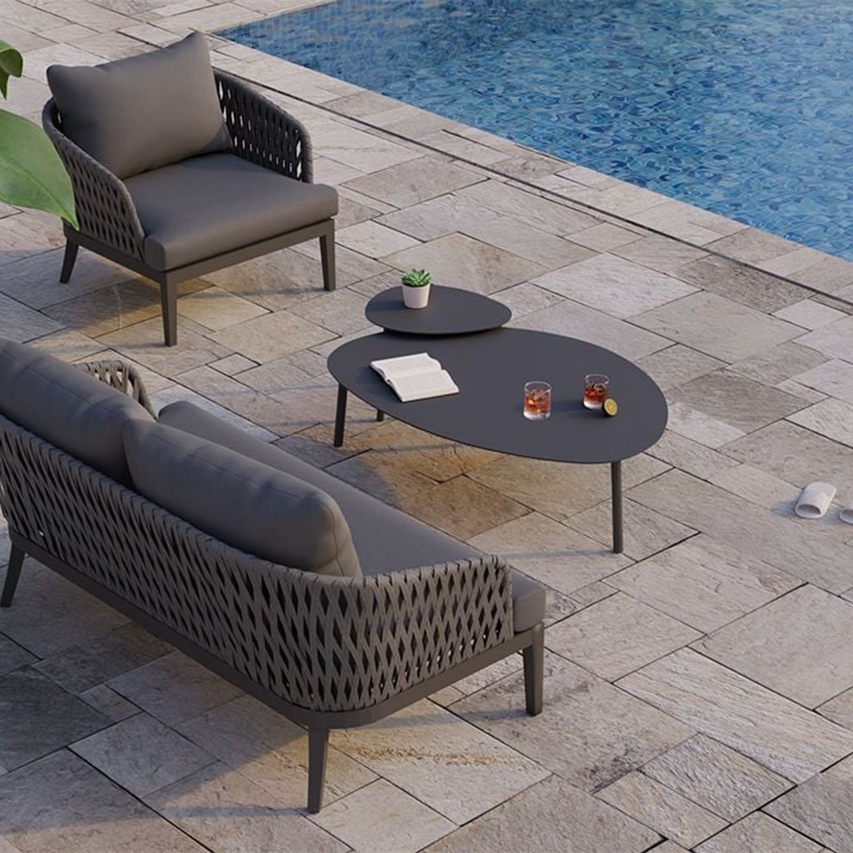 Alma Lounge Chair - Outdoor - Single - Charcoal - Dark Grey Cushion gallery detail image