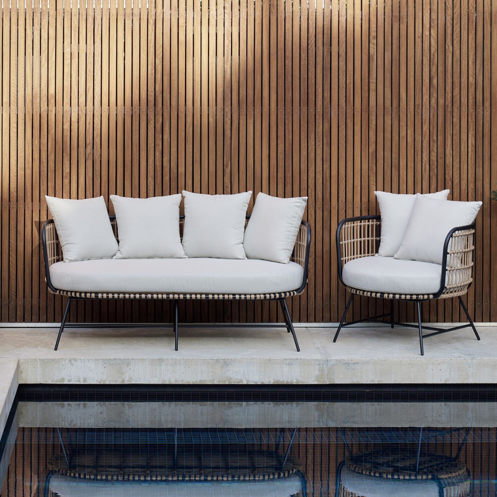 Arden Bamboo Wicker 2 Seater Outdoor Lounge gallery detail image