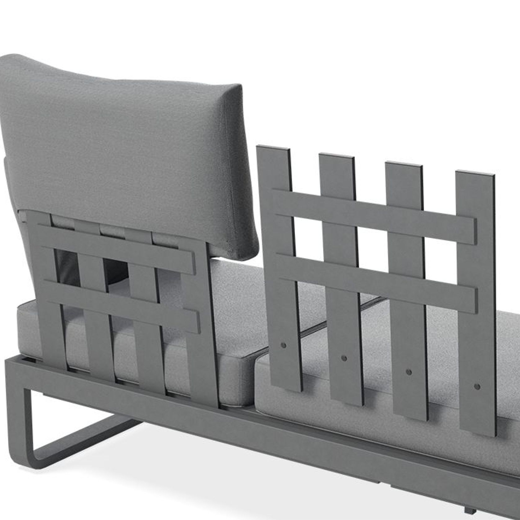 Fino Outdoor 3 Seater Sunlounge in Matt Charcoal Frame / Dark Grey Fabric gallery detail image