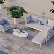 Siano Modular Left Arm 2 Seater - Outdoor -White - Light Grey Cushion gallery detail image