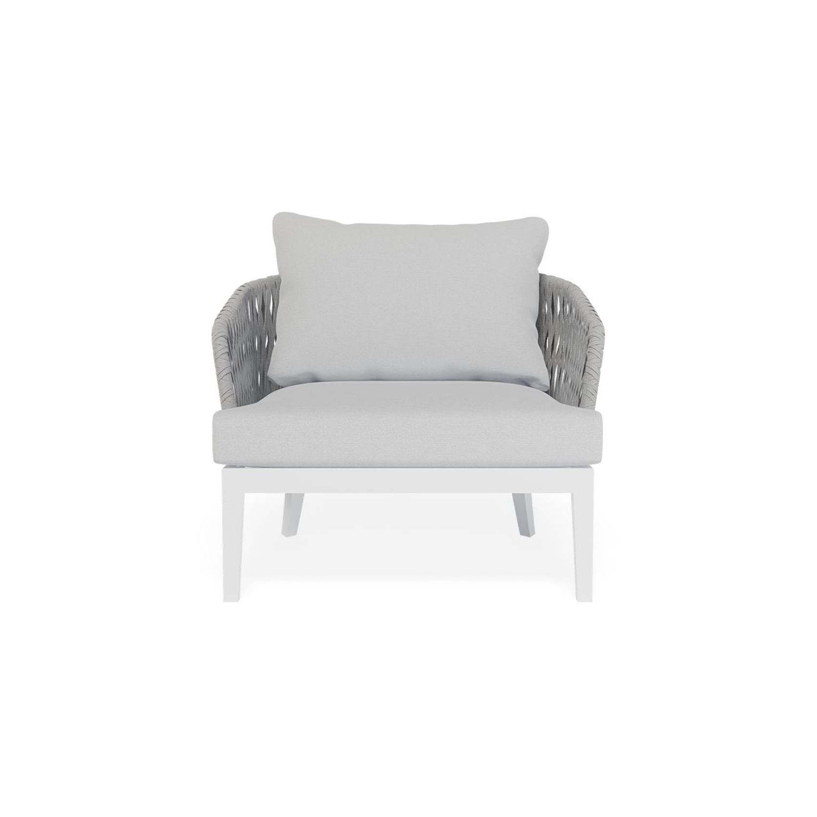 Alma Lounge Chair Outdoor Single White Light Grey Cushion