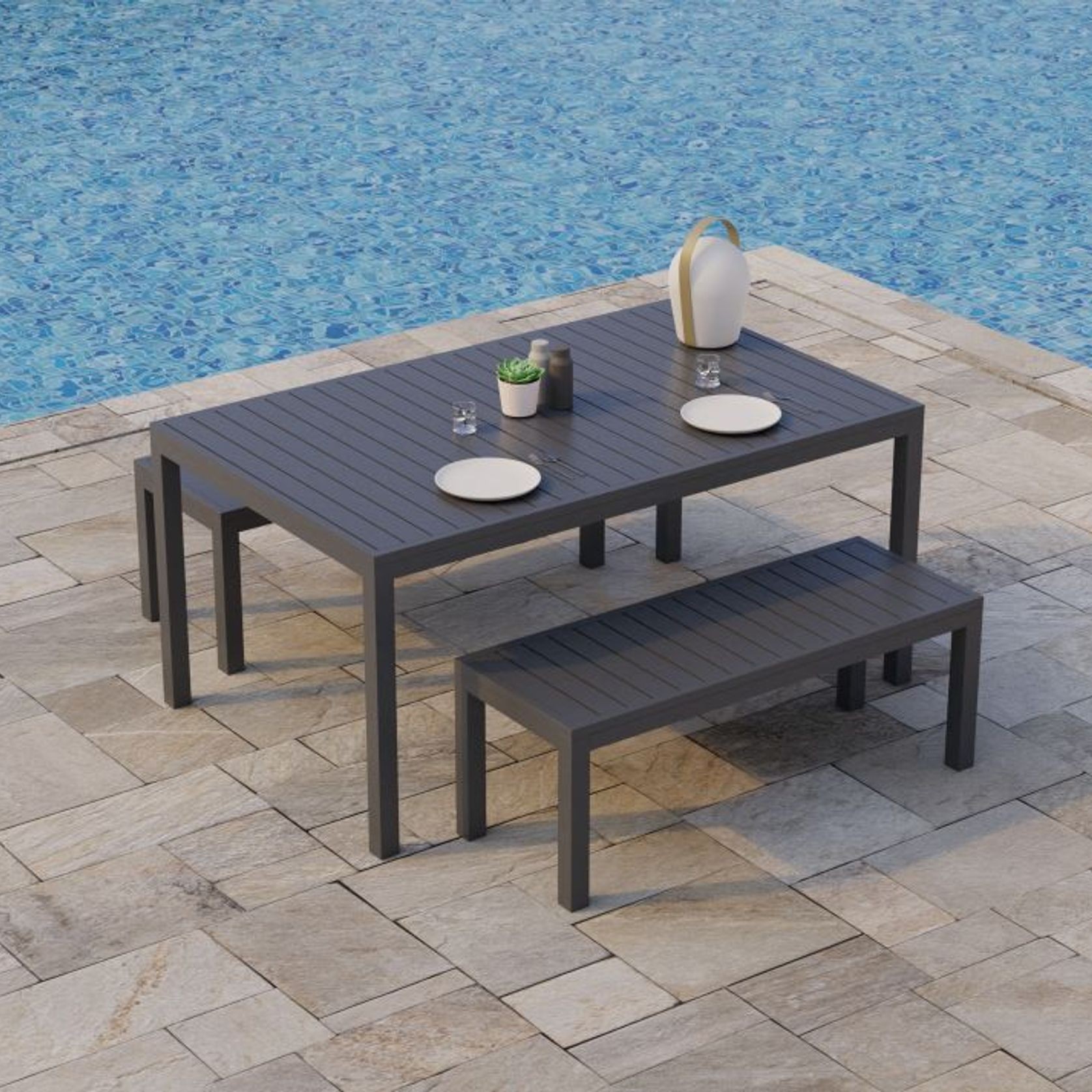 Halki Bench Seat - Outdoor - 120cm - Charcoal gallery detail image