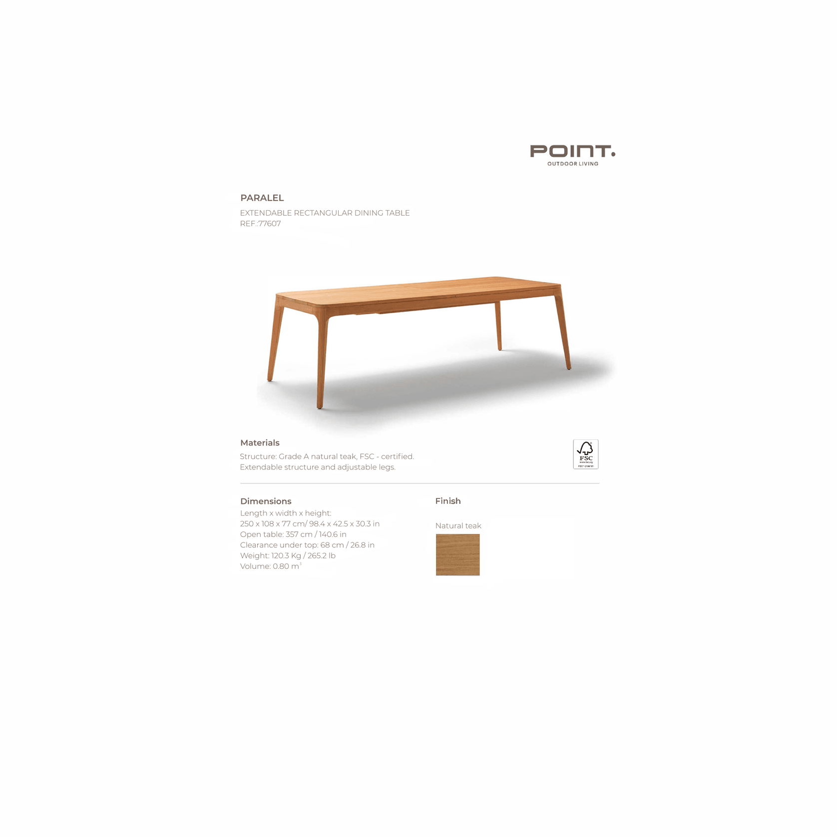 Paralel 250–300cm Extendable Outdoor Dining Table gallery detail image