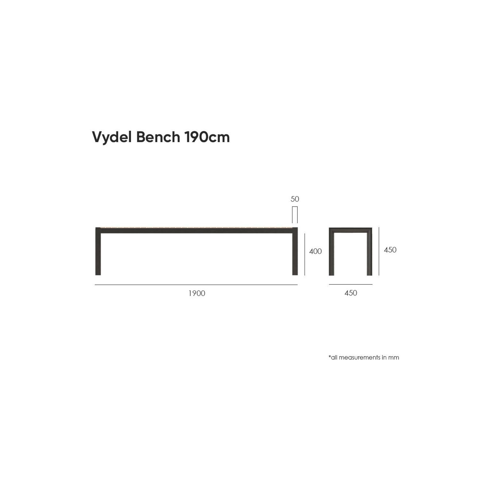 Vydel Bench Seat - Outdoor - 190cm - Teak - Charcoal gallery detail image