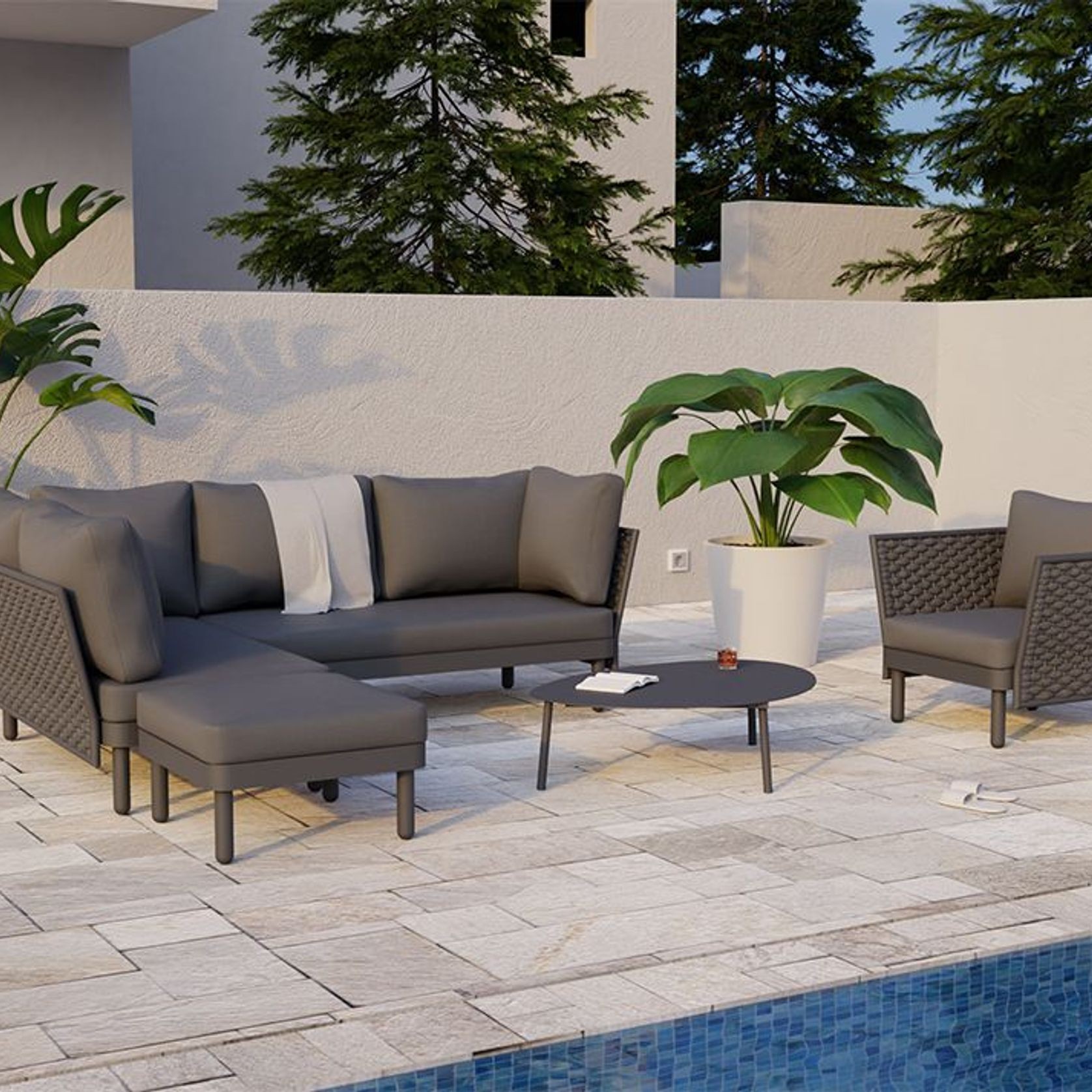 Cetara Coffee Table - Outdoor - Charcoal - Large gallery detail image