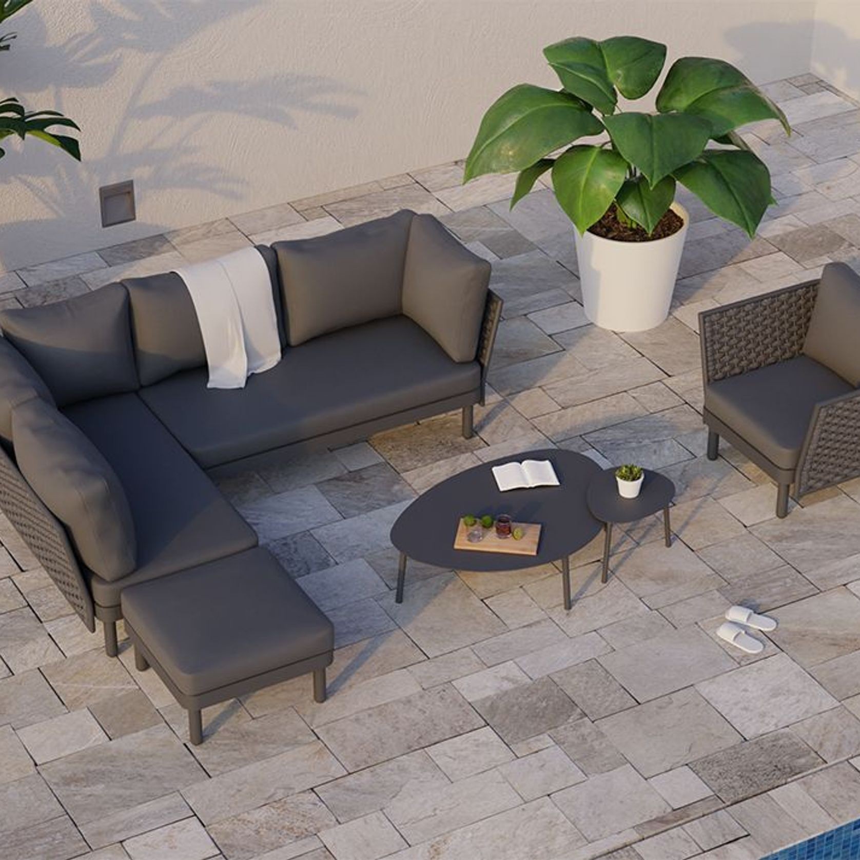 Cetara Coffee Table - Outdoor - Charcoal - Large gallery detail image