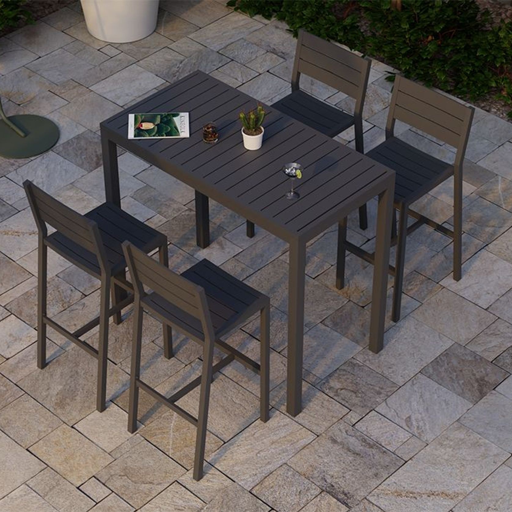 Halki Table - Outdoor - High Bar - 125cm x 65cm - Charcoal gallery detail image