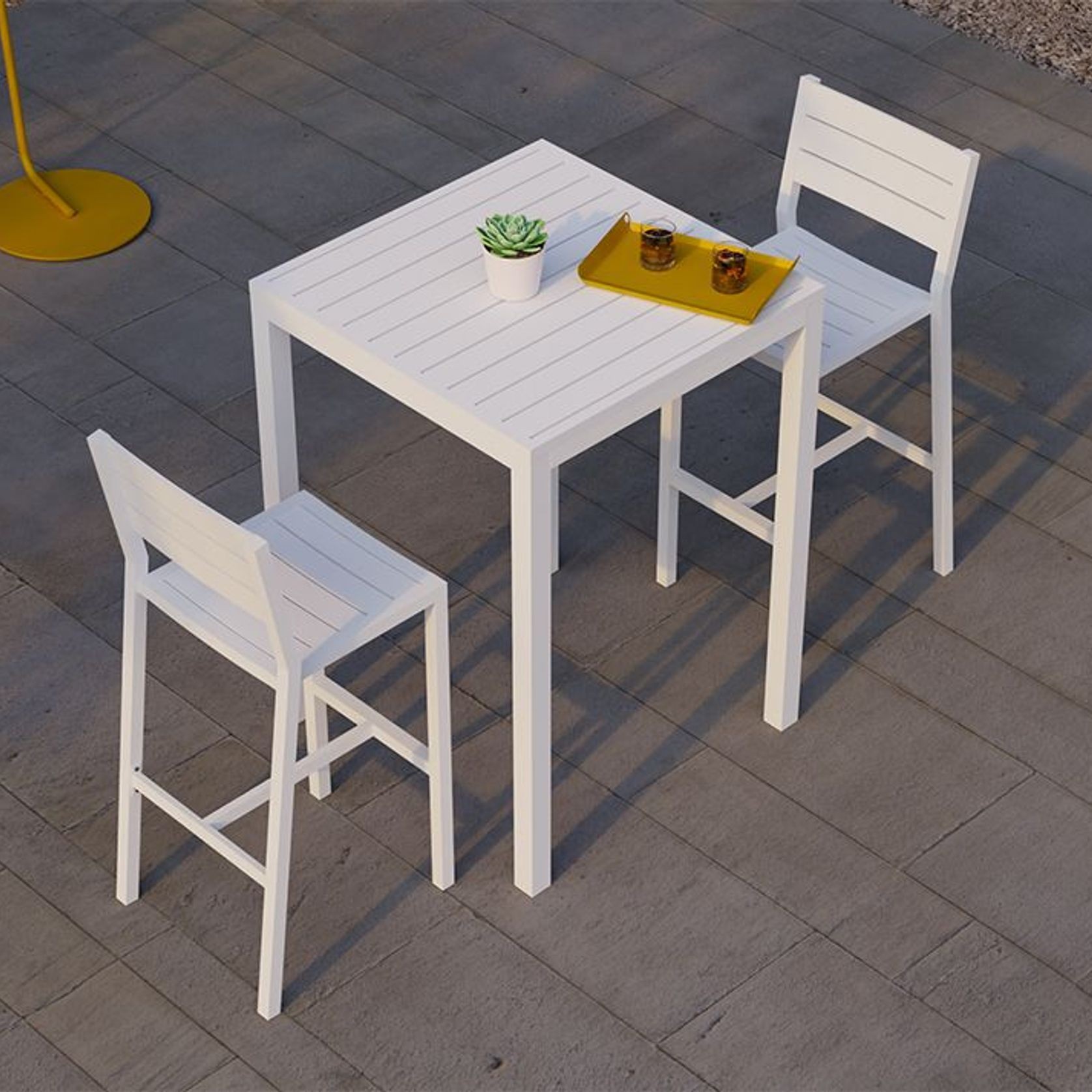 Halki Table - Outdoor - High Bar - Matt White 77 x 77cm gallery detail image