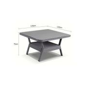 Low Dining 1.2M Square Outdoor Wicker Glass Top Table gallery detail image
