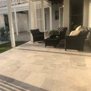 15mm Bodrum Blue Sandblasted Marble French Pattern Tiles  - Tumbled gallery detail image