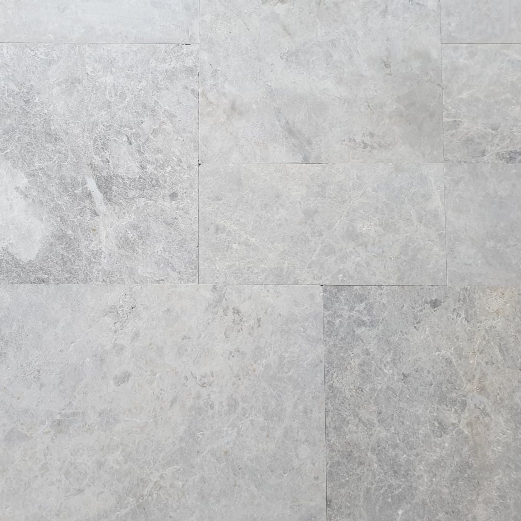 15mm Bodrum Blue Sandblasted Marble French Pattern Tiles  - Tumbled gallery detail image