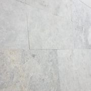 15mm Bodrum Blue Sandblasted Marble French Pattern Tiles  - Tumbled gallery detail image