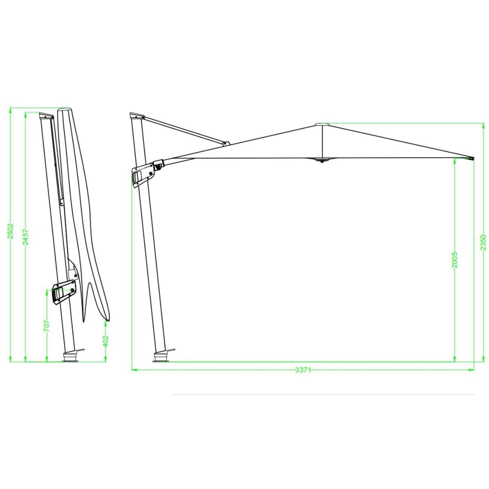 Agave 3m Square Cantilever Umbrella with Sunbrella Fabric gallery detail image