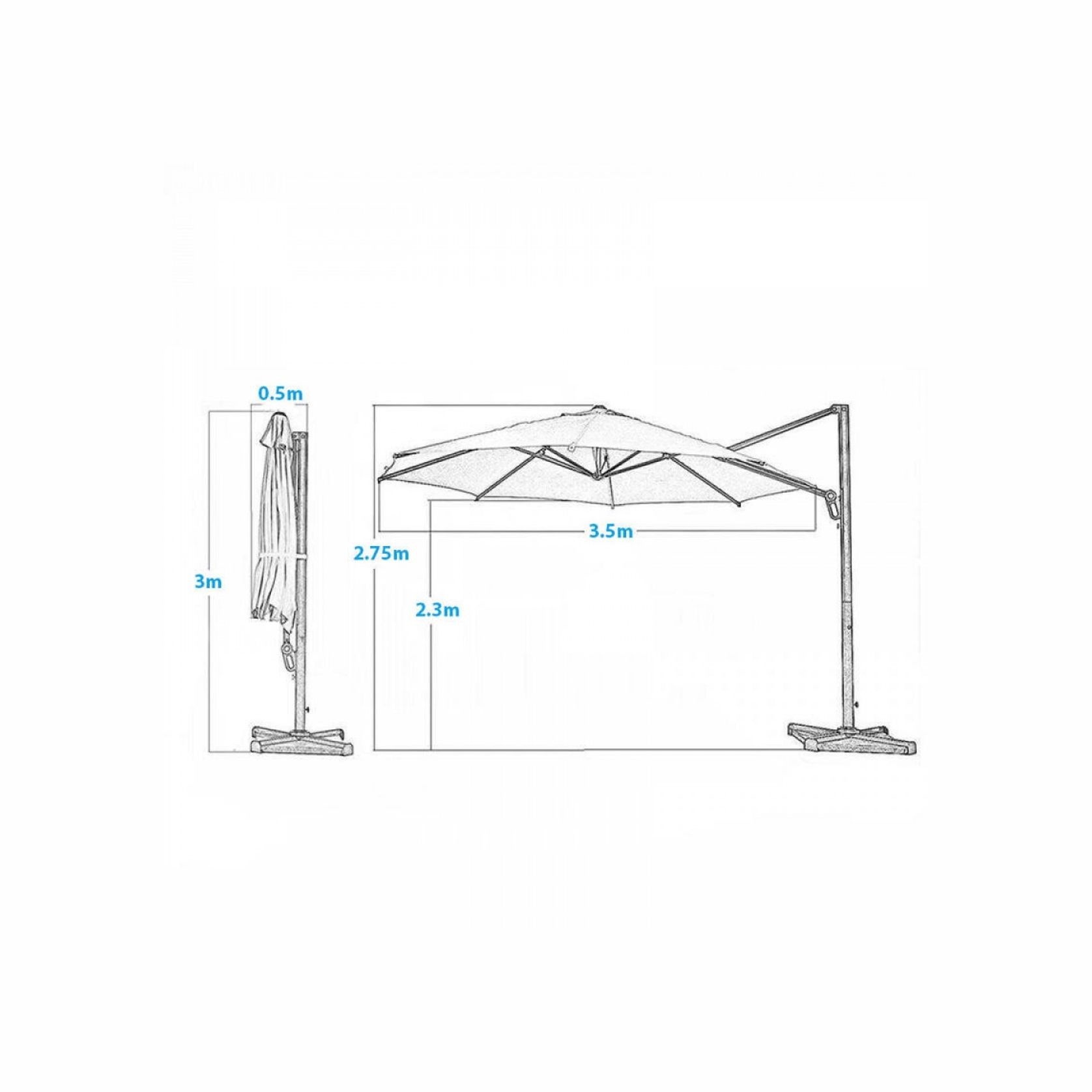 Garden Cantilever Round Umbrella for Outdoor Khaki gallery detail image