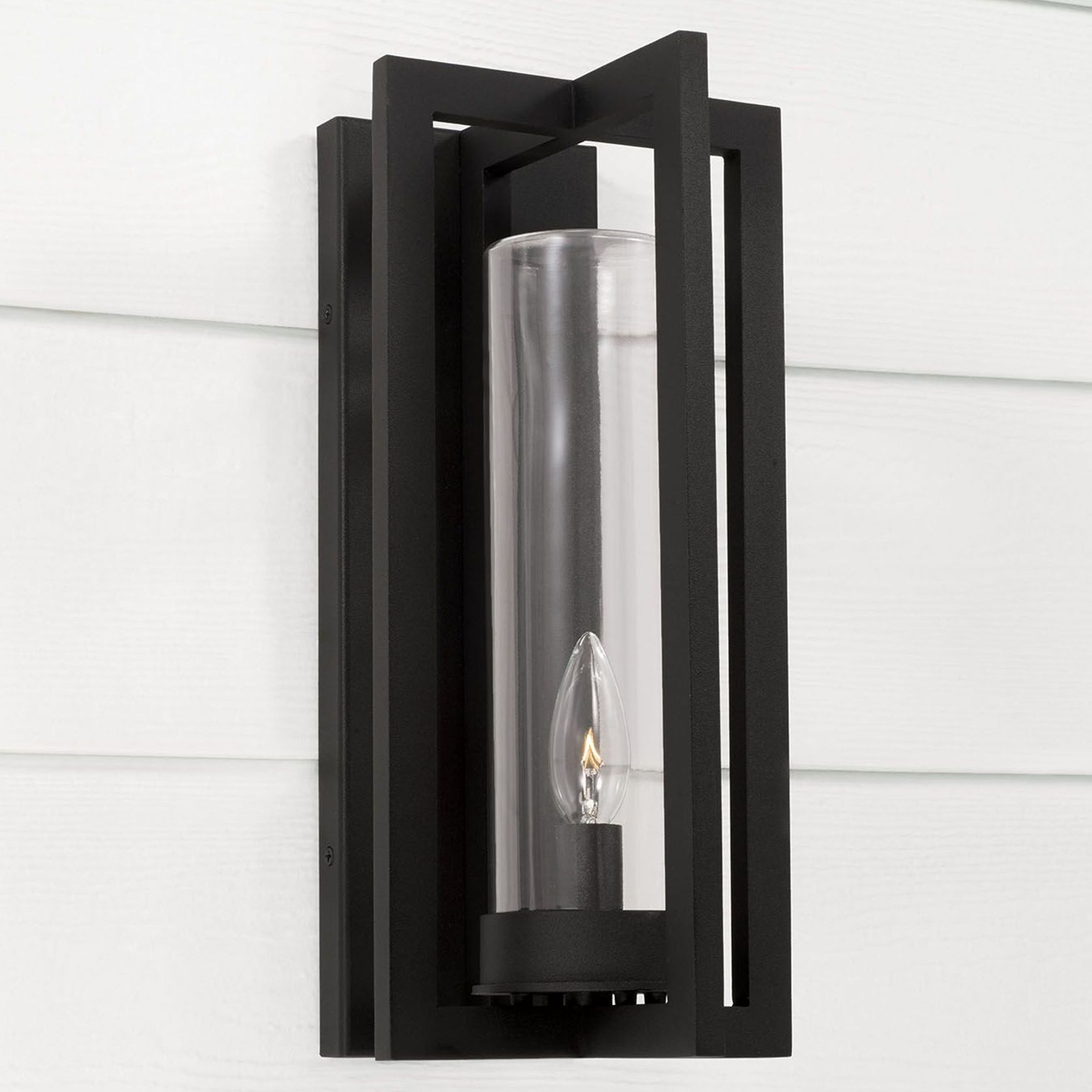Karter 1 Light Outdoor Wall Lantern in Black gallery detail image