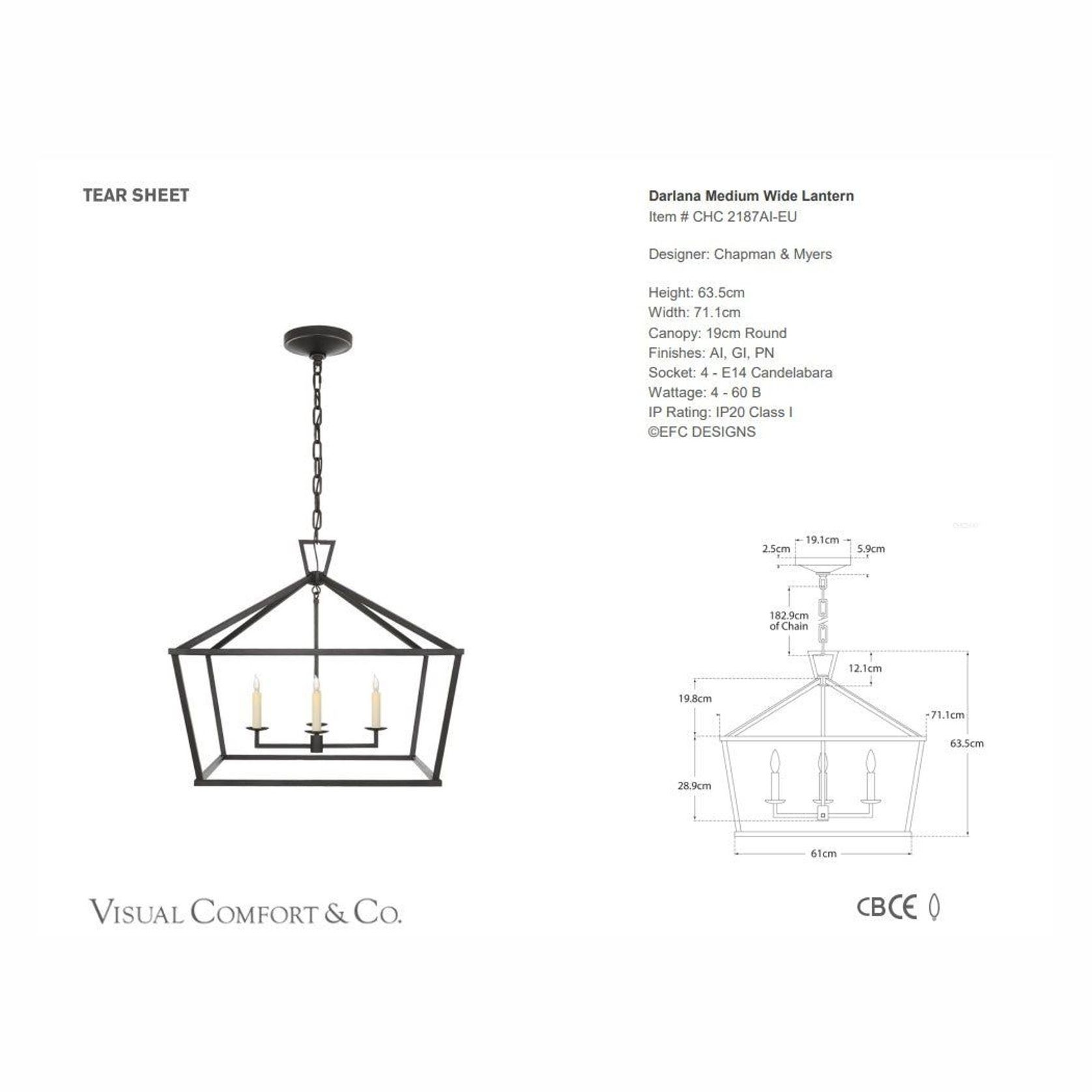 Visual Comfort E. F. Chapman Darlana Medium Lantern gallery detail image