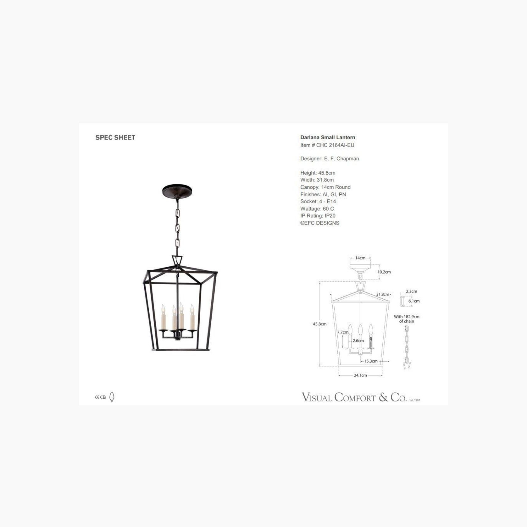 Visual Comfort E. F. Chapman Darlana Small Lantern gallery detail image