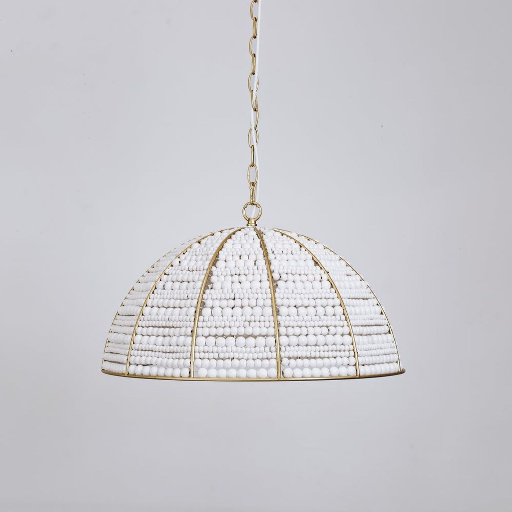 Estelle Beaded Dome Pendant Light - Gold/White gallery detail image
