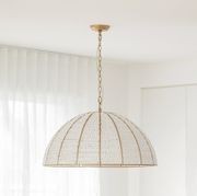 Estelle Beaded Dome Pendant Light - Gold/White gallery detail image