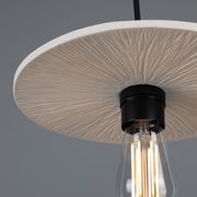 Bog Oak Matt White Striped Pendant Light gallery detail image