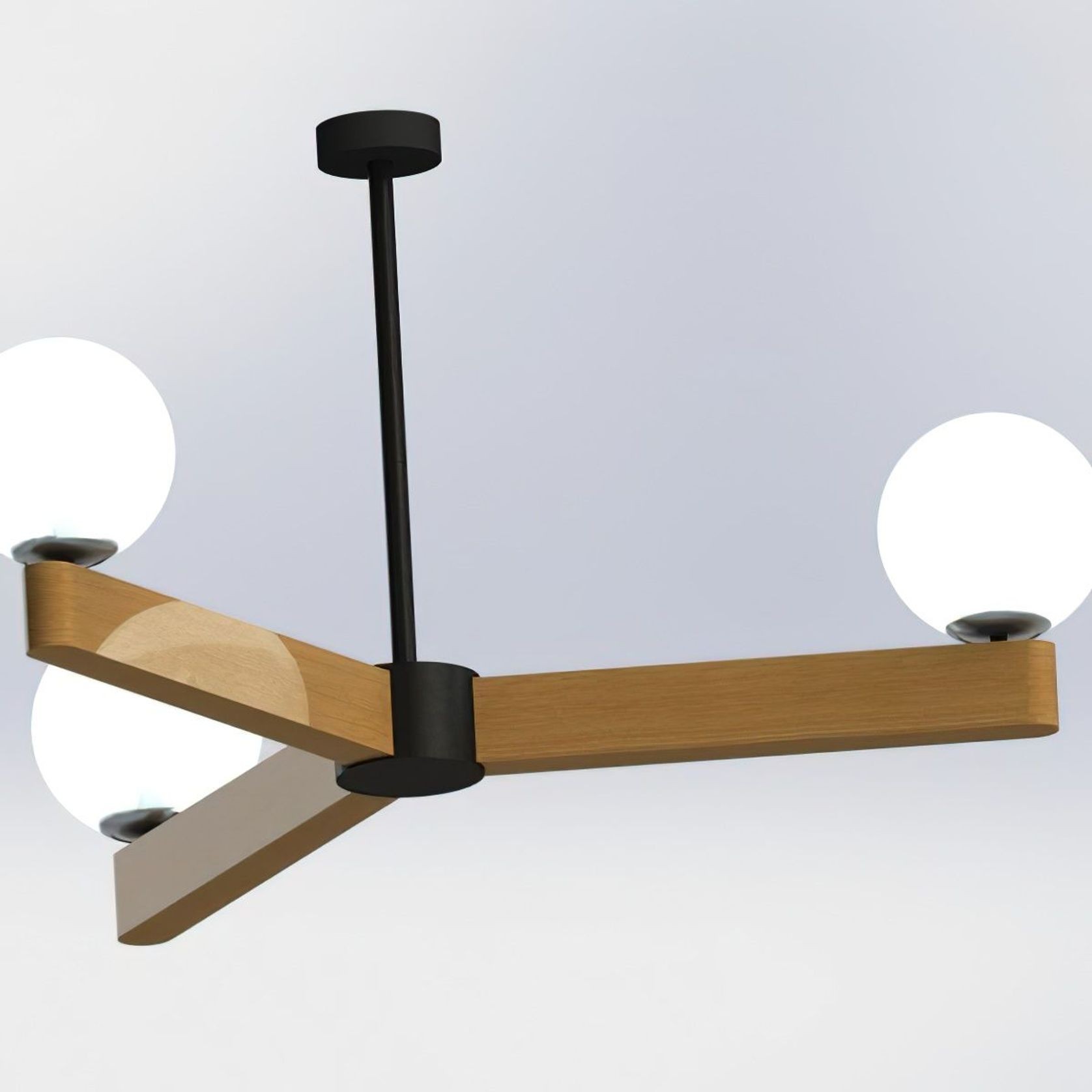 Frost Trinity Timber Mid Century Pendant gallery detail image