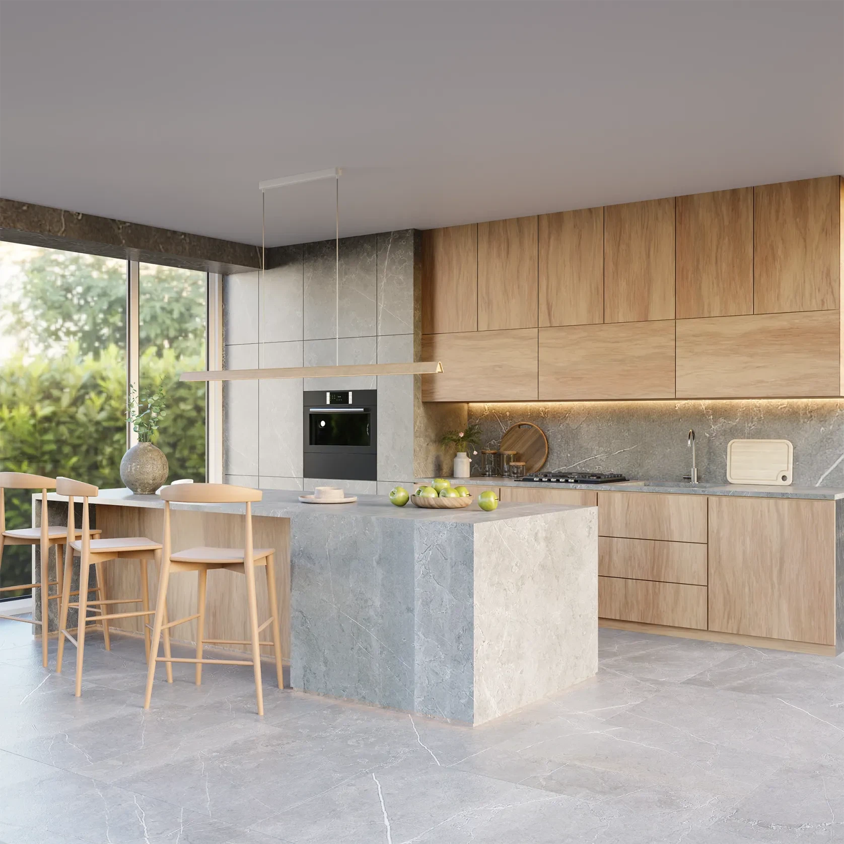 Avocent Ash Timber LED Linear Pendant Light gallery detail image