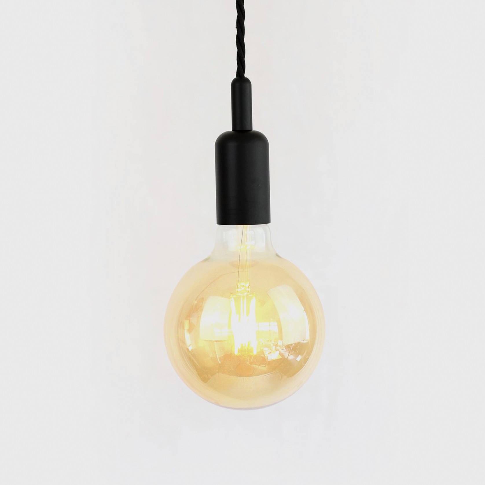 Bare Bulb Black Steel Pendant Light gallery detail image