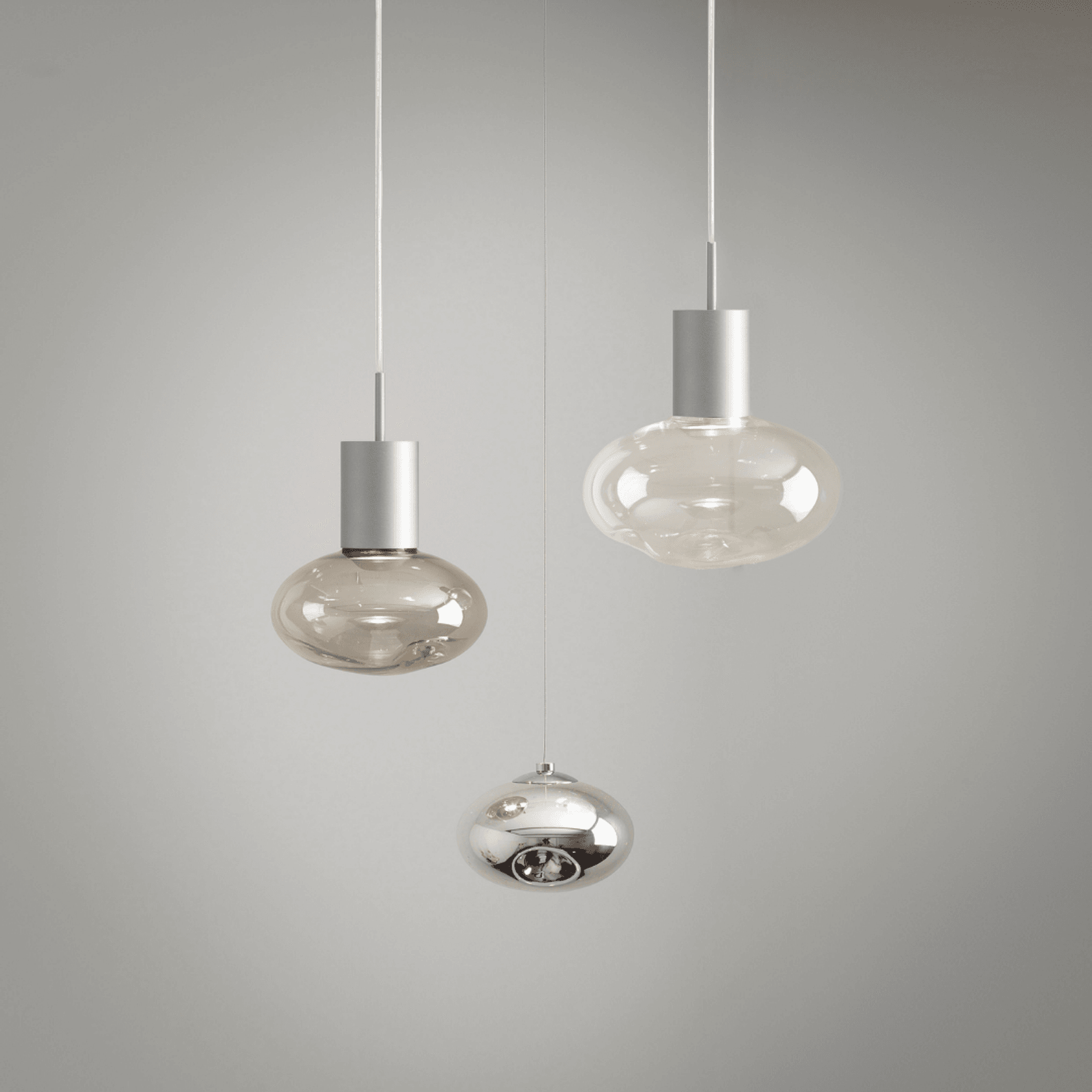Rosetta Glass Pendant Light - 20cm in Brushed Platinum gallery detail image