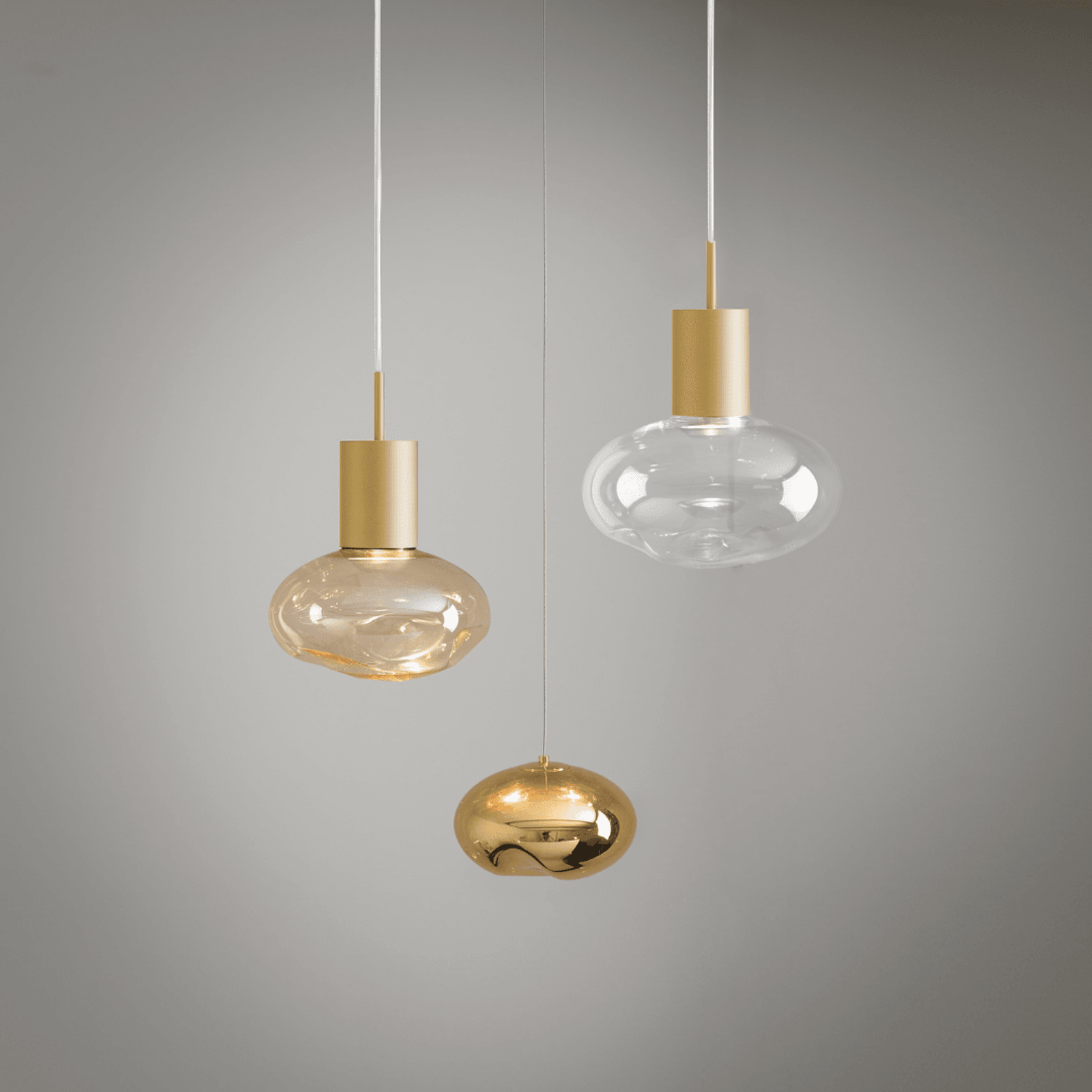 Rosetta Glass Pendant Light - 20cm in Brushed Gold gallery detail image
