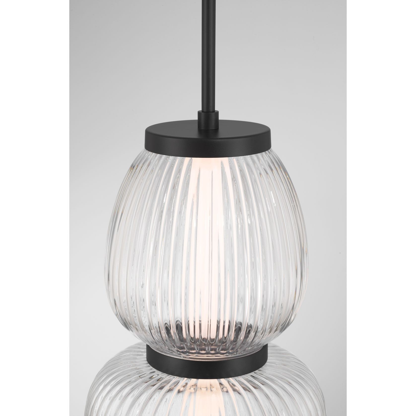 Layla 1 Light Mini Glass Pendant - Large in Matte Black gallery detail image