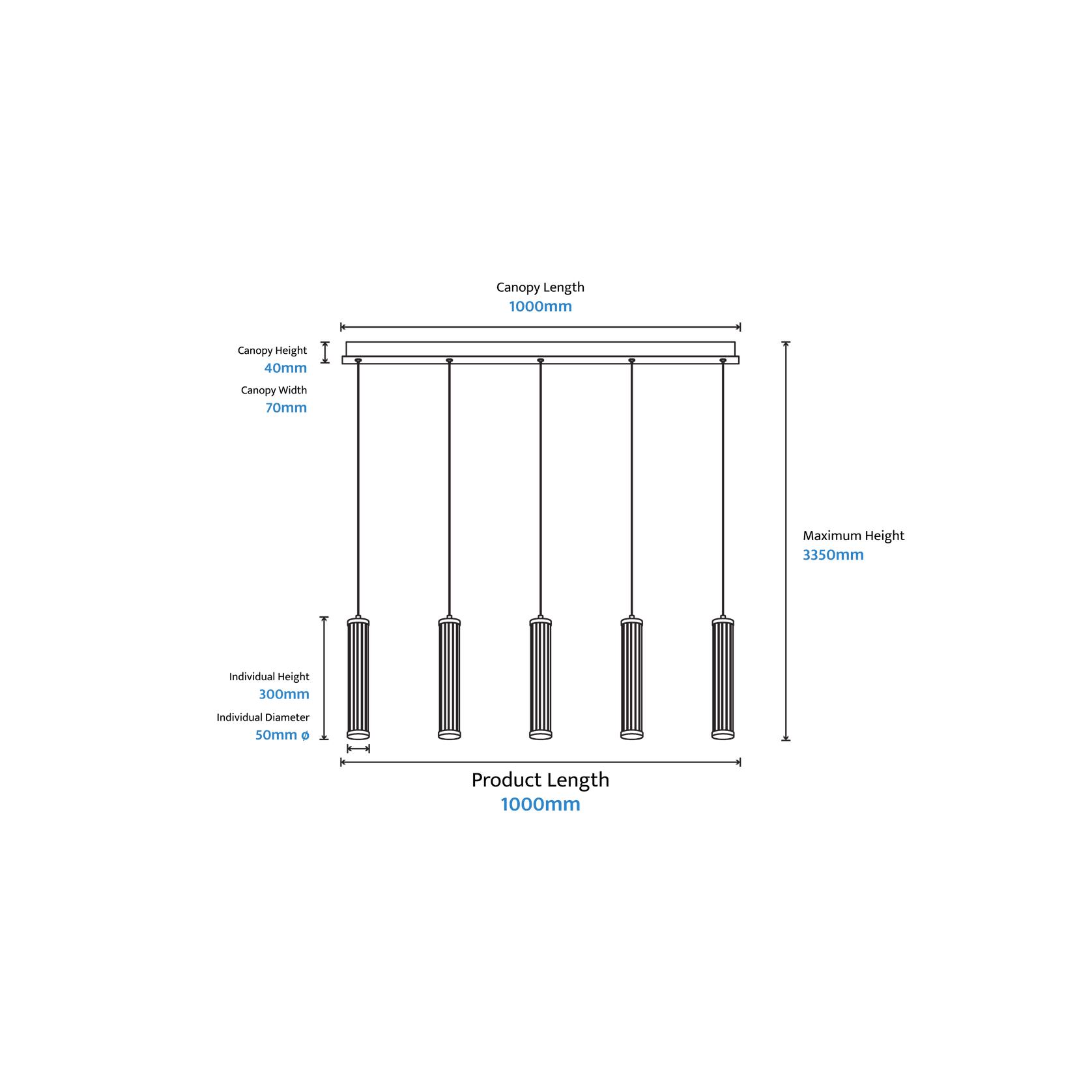 Charm Acrylic Fluted Pendant Light gallery detail image