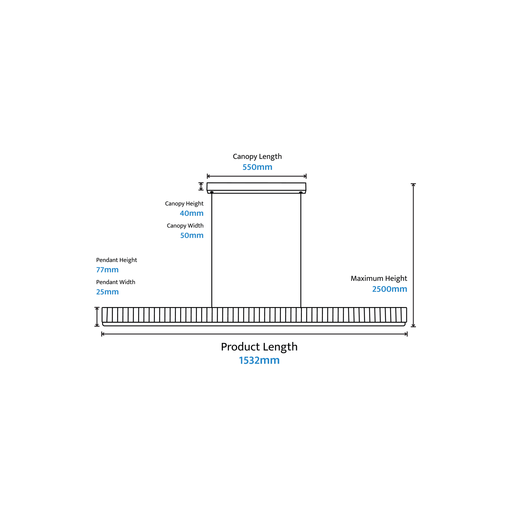 Prinia Linear Ribbed Pendant Light gallery detail image