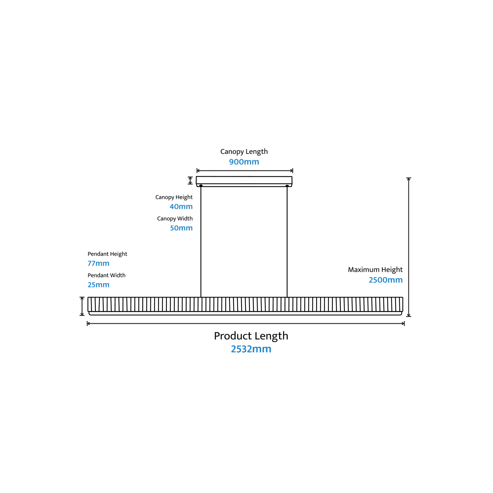 Prinia Linear Ribbed Pendant Light gallery detail image