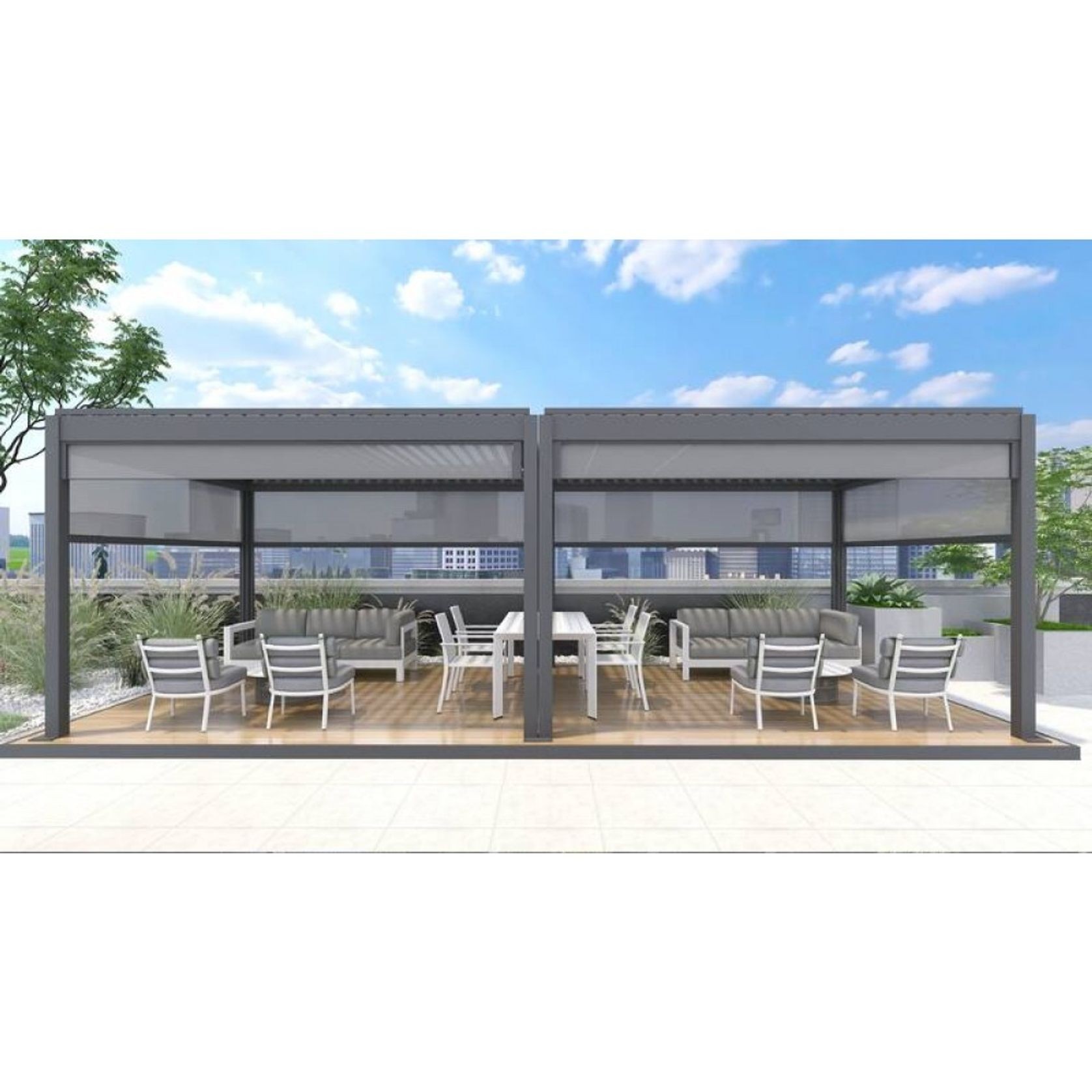 Louvred Pergola Louvre Roof Dark Grey | DTP-LR0308-GY gallery detail image