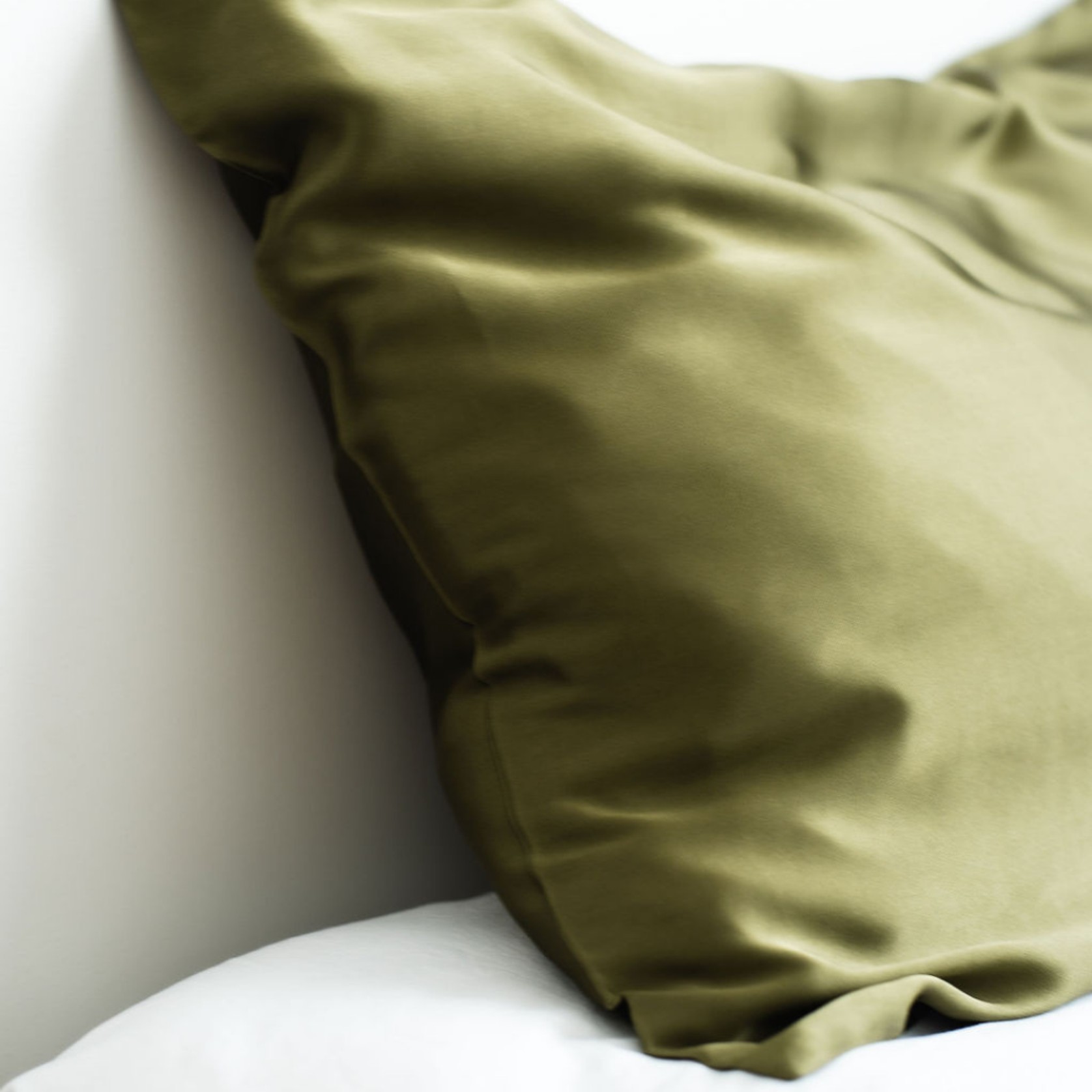 100% Pure Silk Pillowcase - Olive gallery detail image