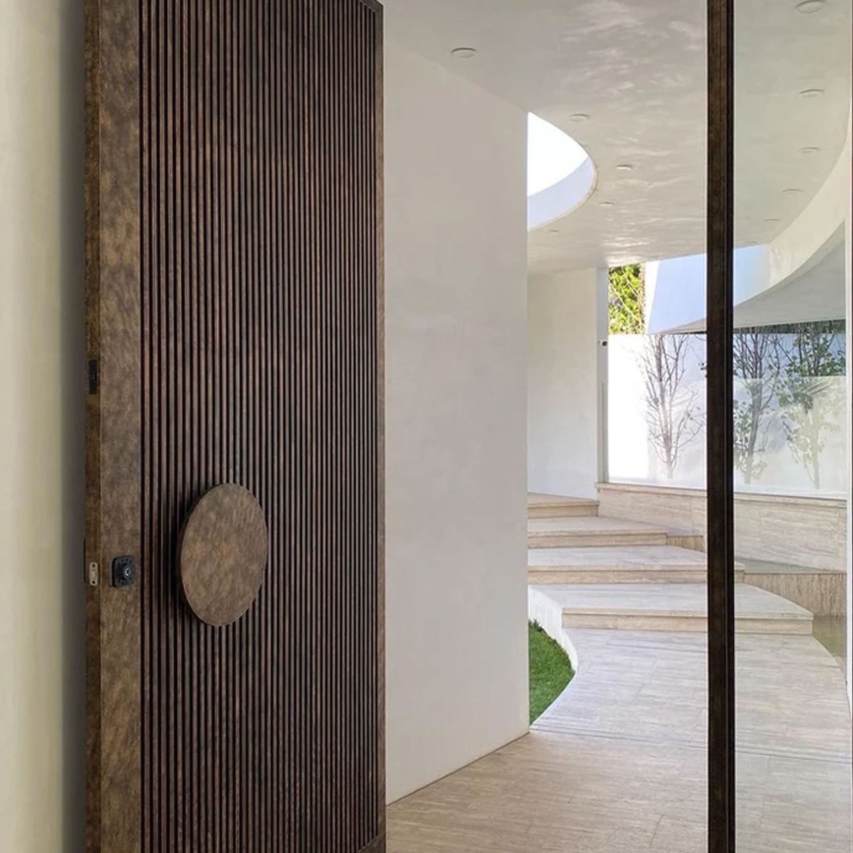 Iron Batten Pivot Entry Doors - Galvanised gallery detail image