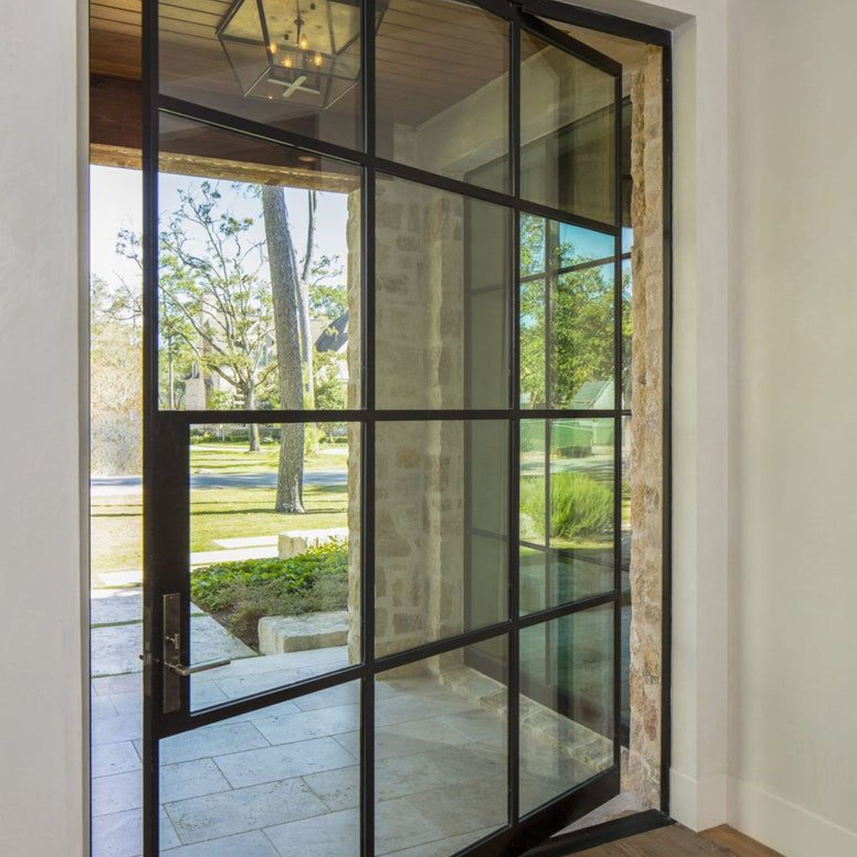 Steel Frame Glass Pivot Doors - Galvanised FPS50 gallery detail image