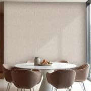 Architectural 3D MDF Wall Panel Futura in the interior with a round white table and 6 armchairs