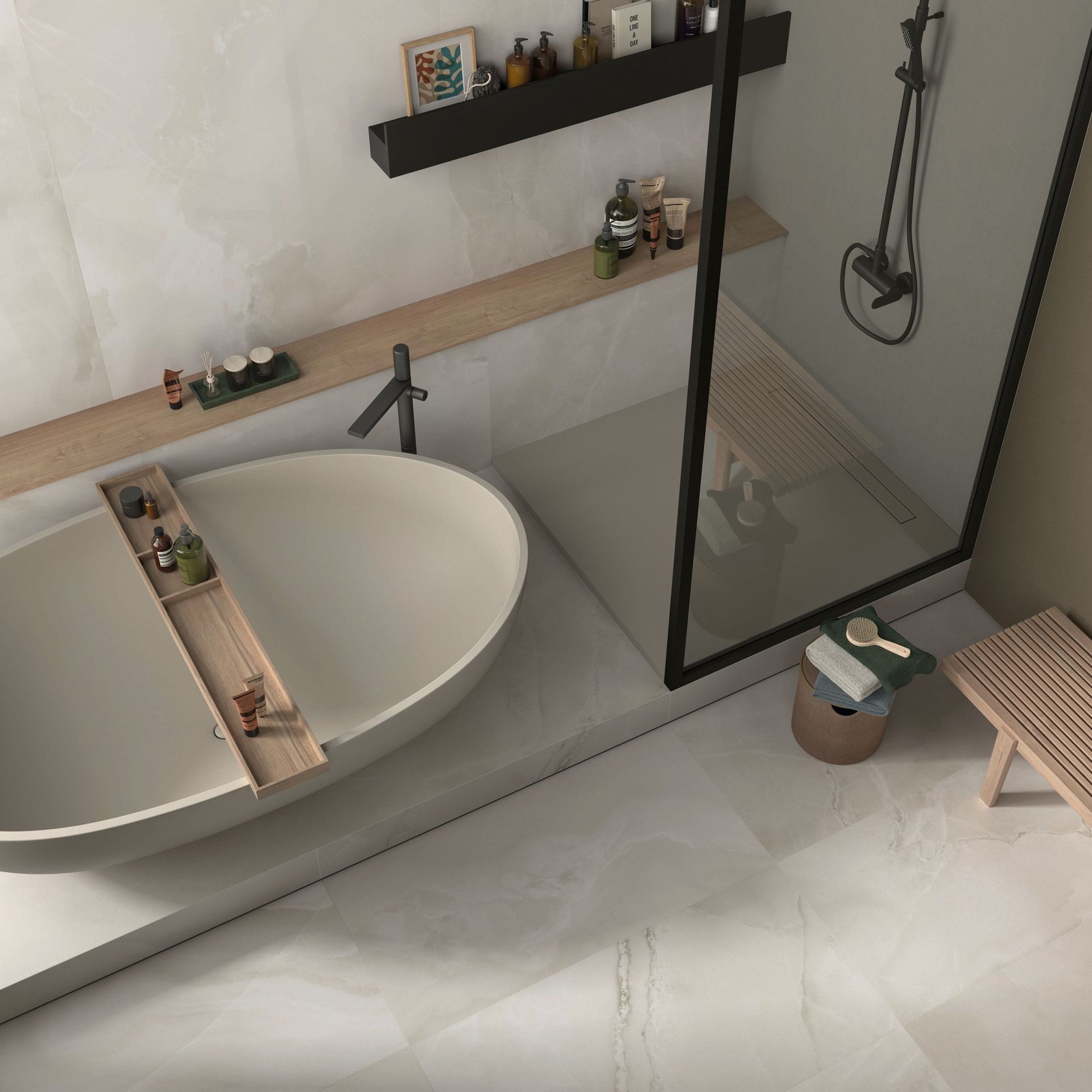 Onyx White Marble Look Porcelain Tiles gallery detail image