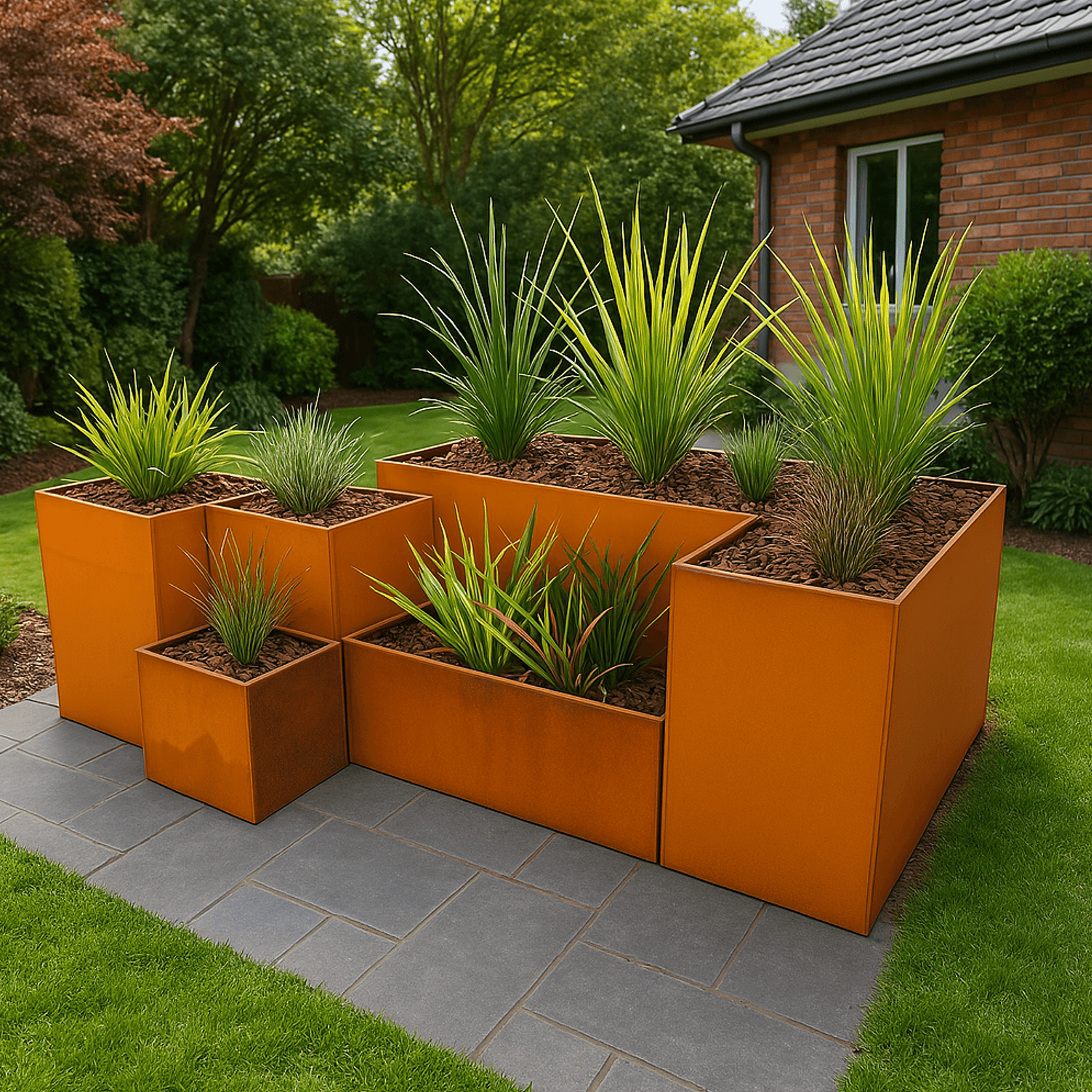 Family Herb Garden - 400mm High Kitset Corten Planters gallery detail image