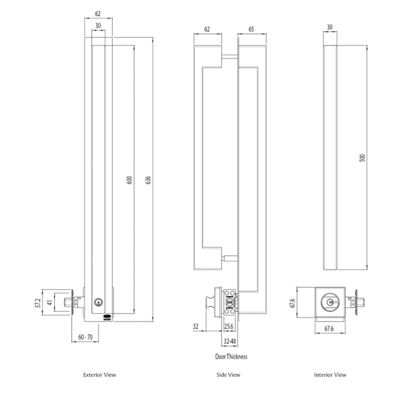 Lockwood Paradigm Door Pull Handle with Double Cylinder Deadbolt Satin Stainless Steel 005/DPHBSSS gallery detail image