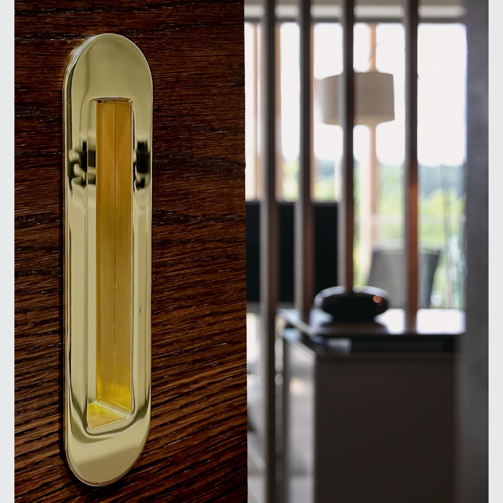 HB 860 Brass Soft Edge Flush Pull for Sliding/Cavity Doors gallery detail image