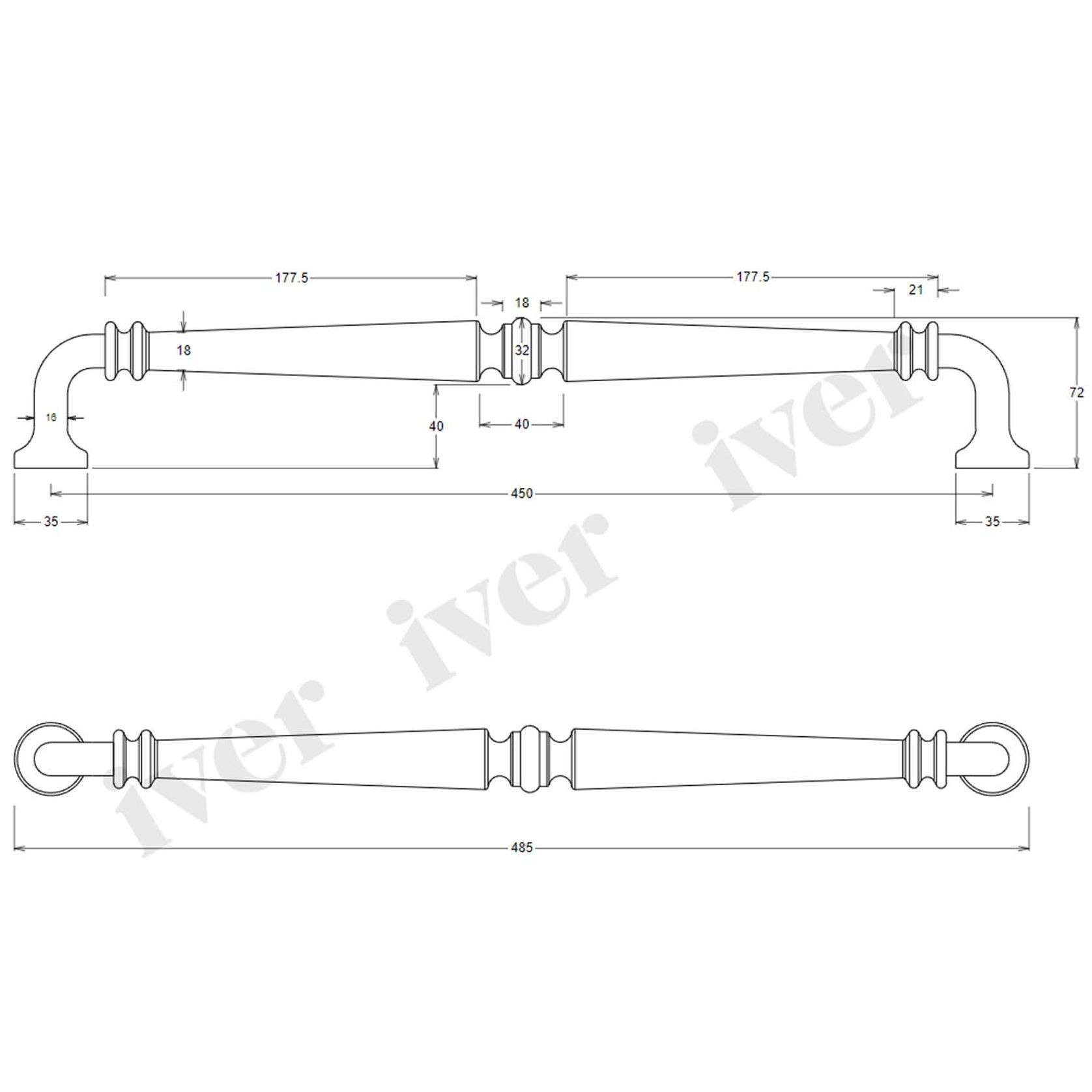 Iver Sarlat Door Pull Handle Polished Brass 487mm x 72mm 9380 gallery detail image