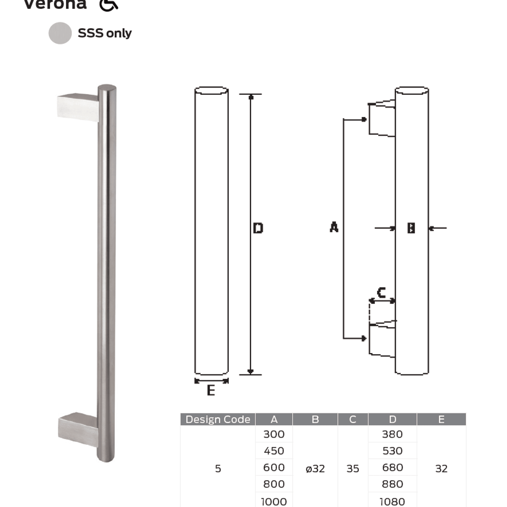 Schlage Verona Pull Handle gallery detail image