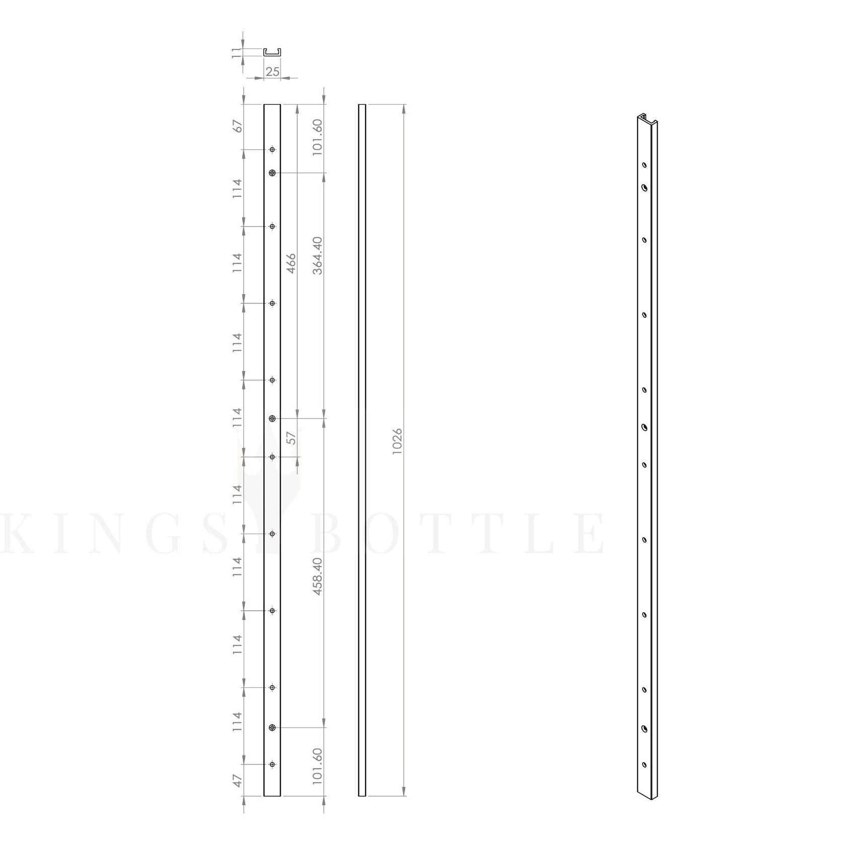 Floor-to-Ceiling Mounted Wine Rack with Offset Pegs gallery detail image