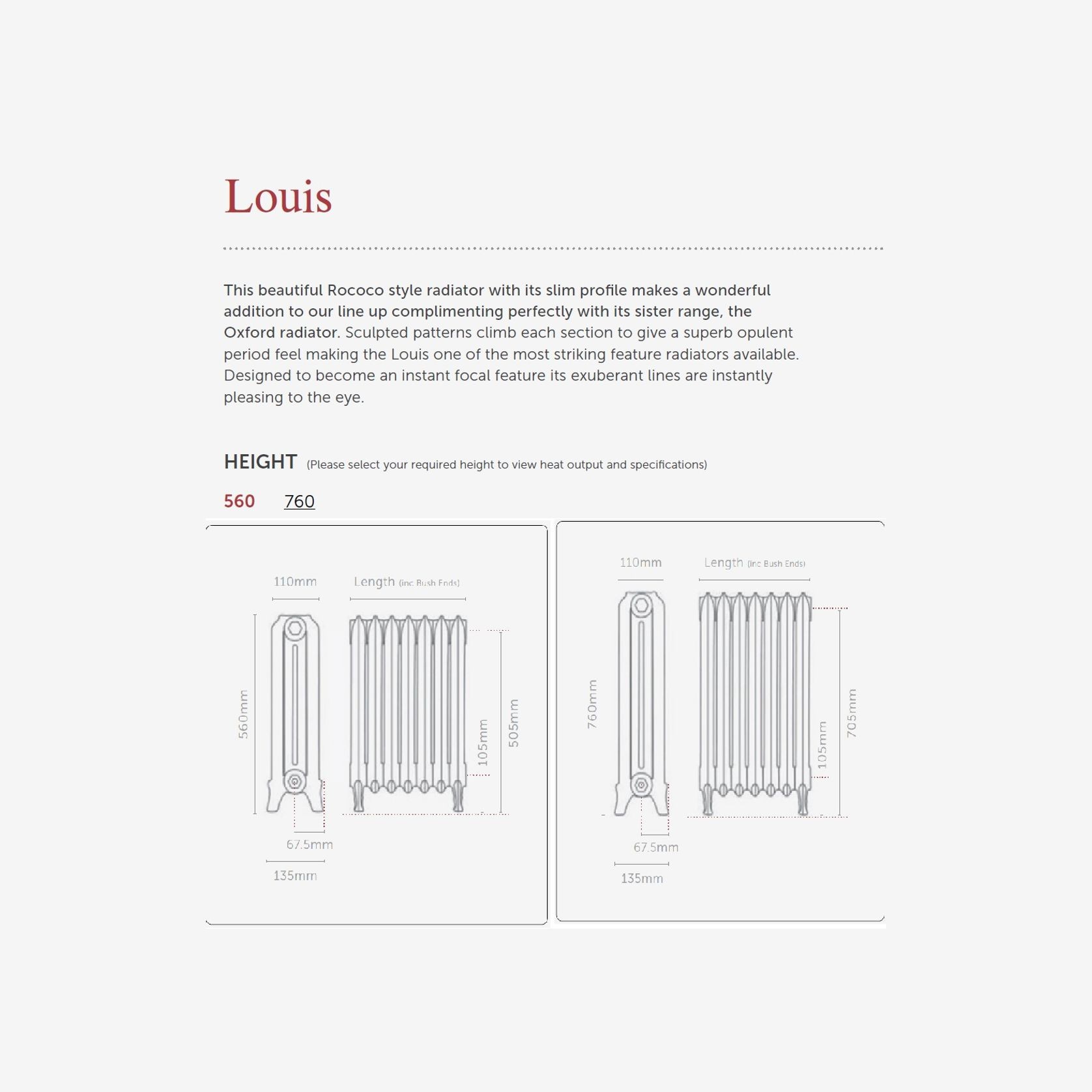Paladin Louis Cast Iron Radiator (5~12 sections) gallery detail image