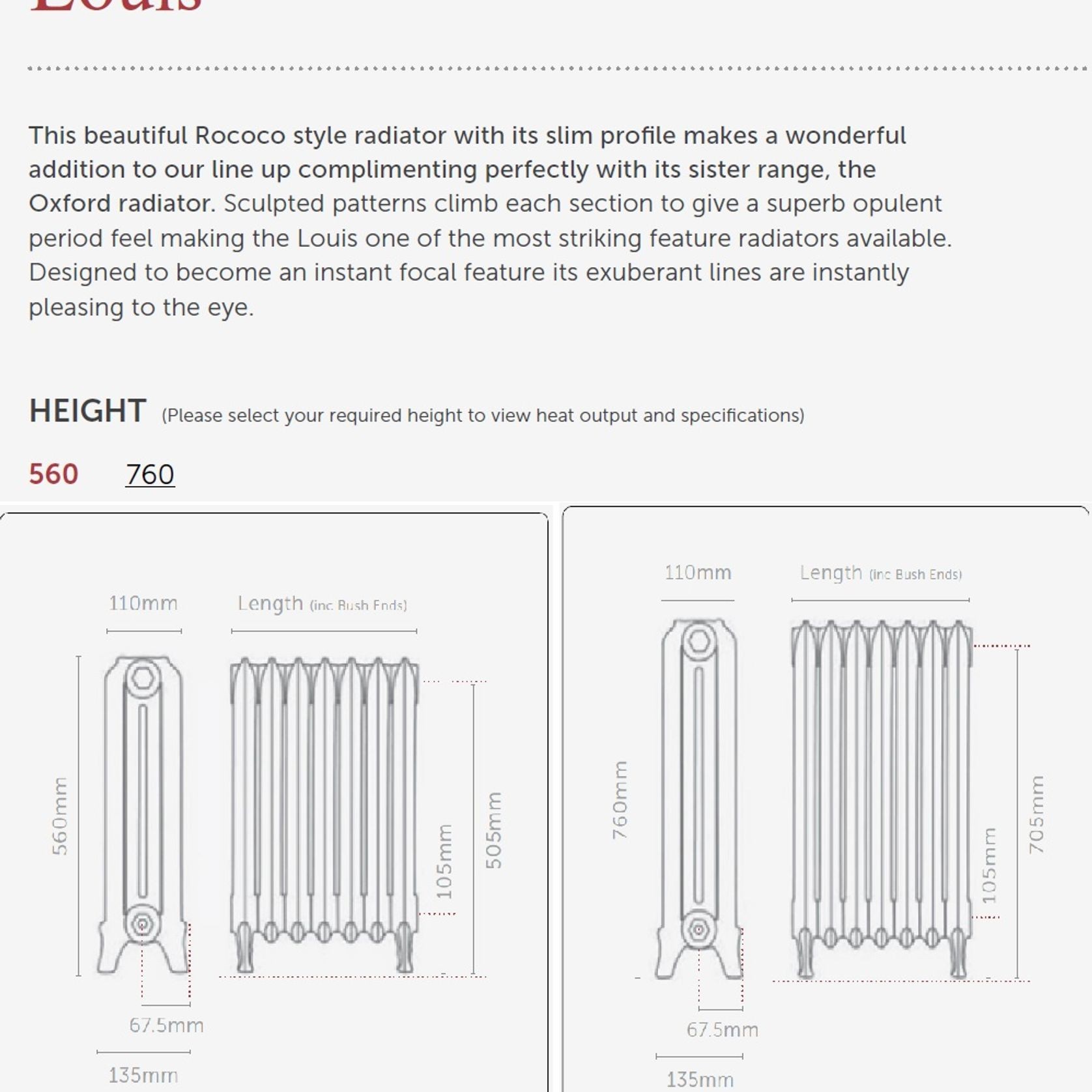 Paladin Louis Cast Iron Radiator (5~12 sections) gallery detail image