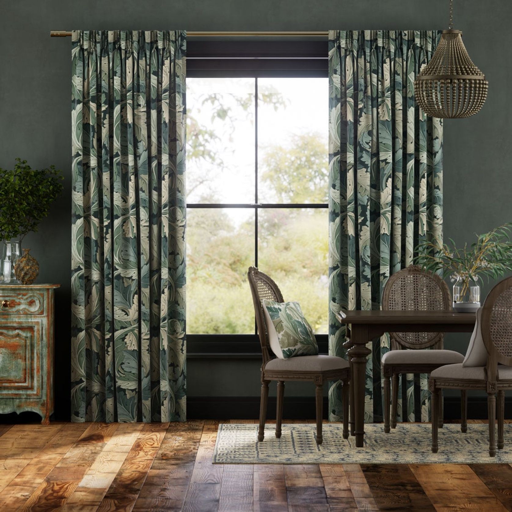 William Morris Acanthus Velvet Forest | Curtains gallery detail image