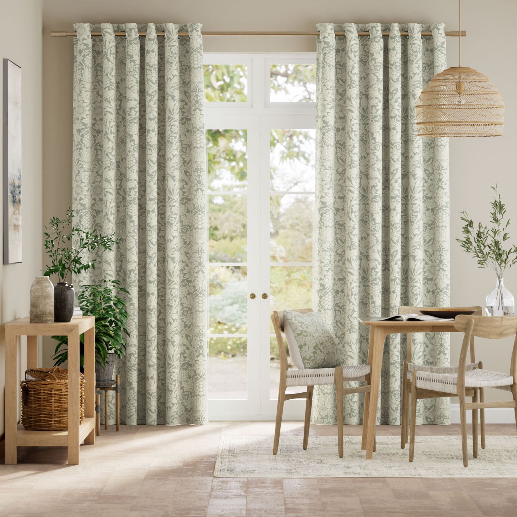 William Morris Sunflower Soft Green | Curtains gallery detail image