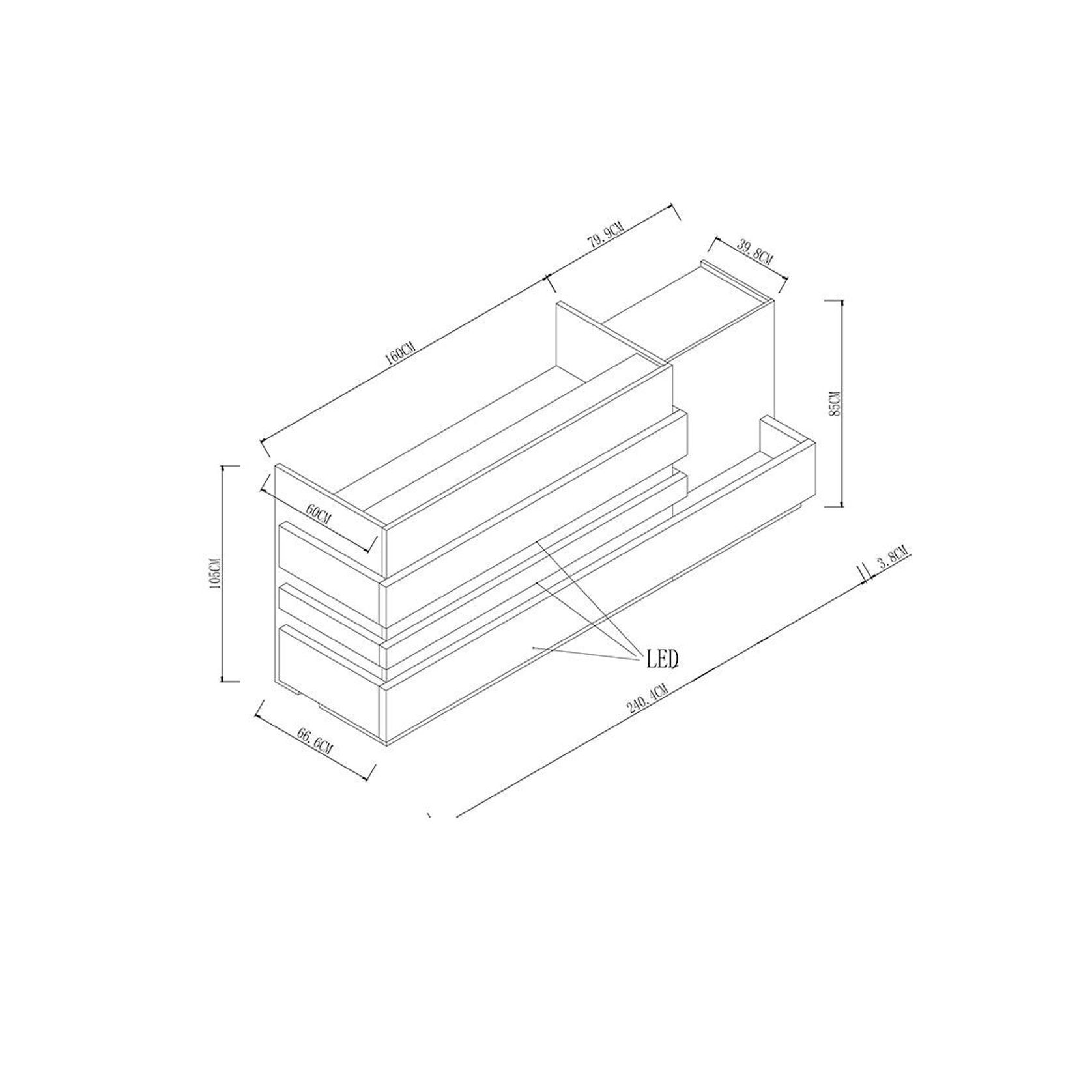 KERAN Reception Desk 2.44M Right Panel - Acacia & Carbon Grey Colour gallery detail image